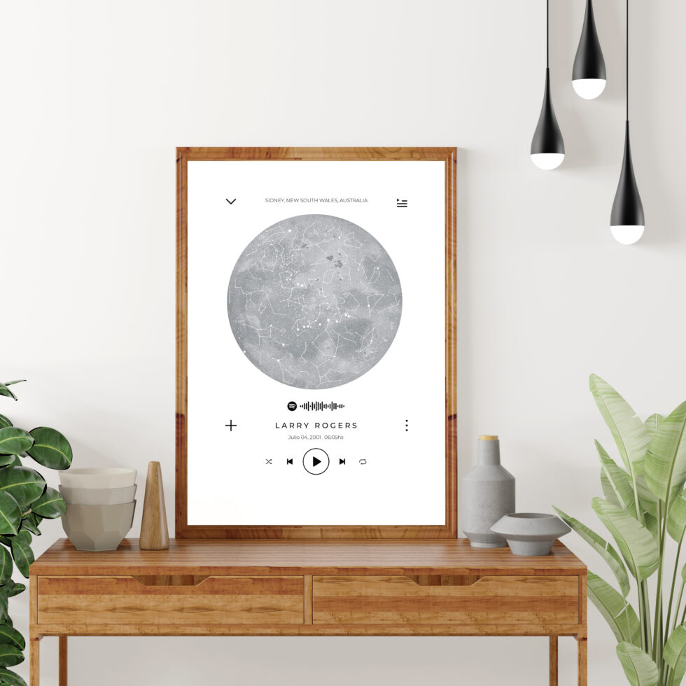 Lamina Mapa Estelar Spotify Moon - Letrag